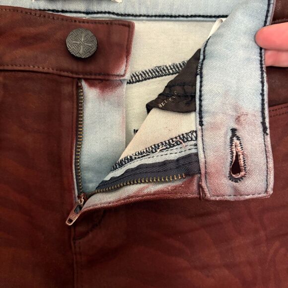 NWT Habitual Eve‎ High Rise Skinny Jeans Coated Denim Red Tiger Stripe Size 27 - Picture 6 of 9